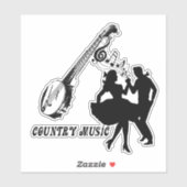 Banjo Guitar Country Music Dancers Silhouette Art Aufkleber (Blatt)