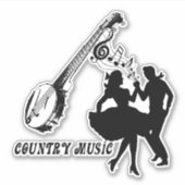 Banjo Guitar Country Music Dancers Silhouette Art Aufkleber (Vorderseite)