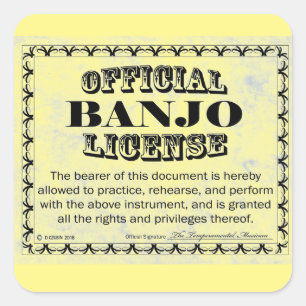 Banjo License Square Aufkleber