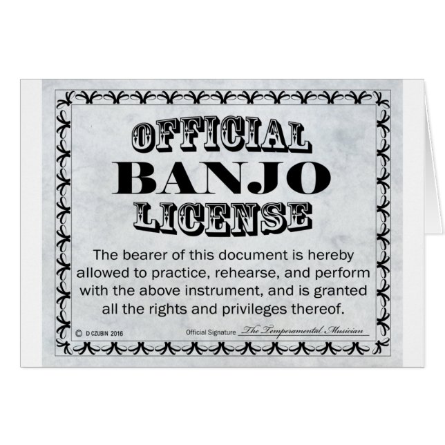 Banjo-Lizenz (Vorderseite (Horizontal))