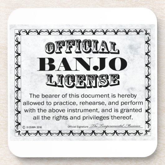Banjo-Lizenz Getränkeuntersetzer (Vorderseite)