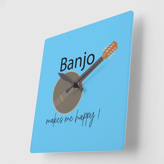 Banjo macht mich glücklich quadratische wanduhr (Winkel)