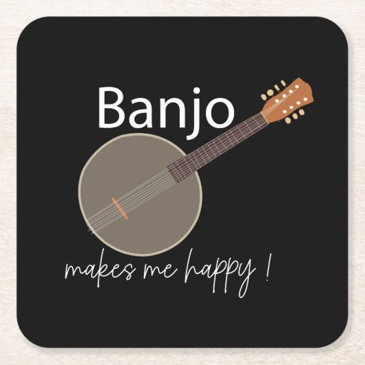 Banjo macht mich glücklich rechteckiger pappuntersetzer (Vorderseite)