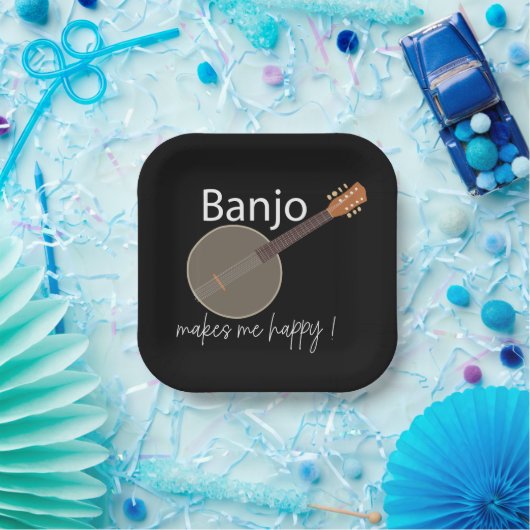 Banjo macht mich glücklich über musikalisches Part Pappteller (Party)