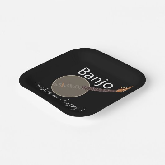 Banjo macht mich glücklich über musikalisches Part Pappteller (Gewinkelt)