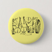 Banjo mit Banjos-Illustrationskunst Button (Vorderseite)