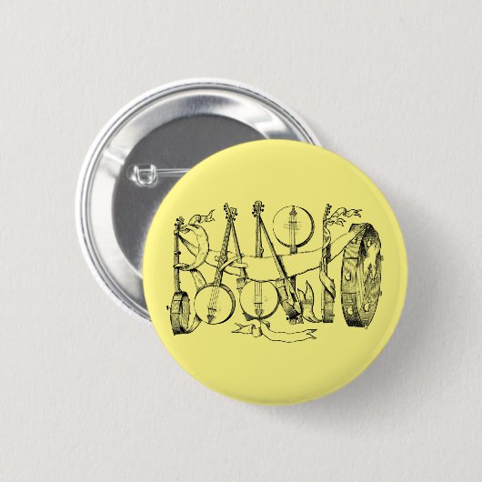 Banjo mit Banjos-Illustrationskunst Button (Vorne & Hinten)