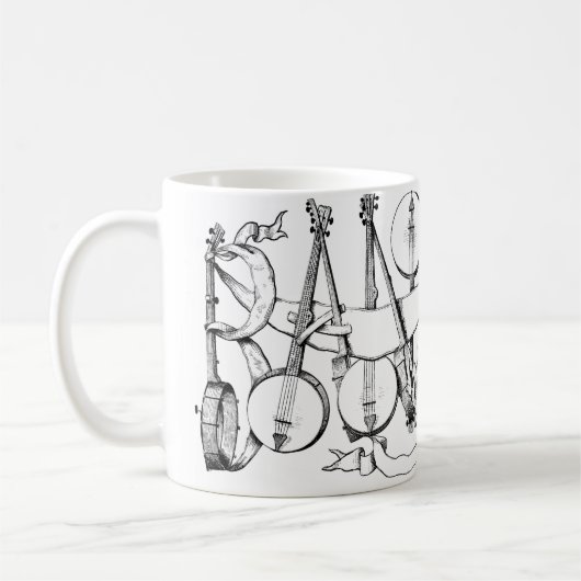 Banjo mit Banjos-Illustrationskunst Kaffeetasse (Links)