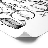 Banjo mit Banjos-Illustrationskunst Poster (Ecke)