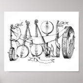 Banjo mit Banjos-Illustrationskunst Poster (Vorne)