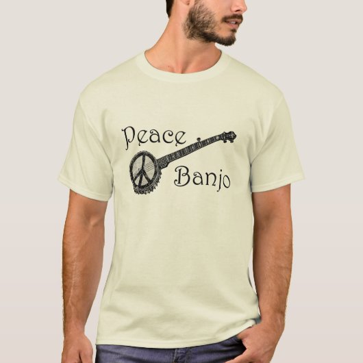 Banjo mit dem Friedenszeichen T-Shirt (Vorderseite)
