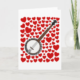 Banjo mit Herzen Valentinstag-Jubiläumskarte Feiertagskarte