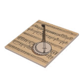 Banjo mit Notenhintergrund Fliese (Seite)