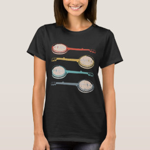 Banjo Multi-Farben-Banjo-Vintage-Retro-Bekleidung T-Shirt