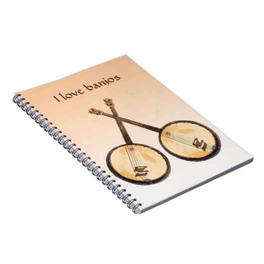 Banjo Music Instrument Orange Notebook Notizblock (Rechte Seite)