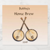 Banjo Music Instruments Orange Beer Label Bierflaschenetikett (Einzelnes Label)