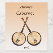 Banjo Music Instruments Orange Wine Label Weinetikett (Einzelnes Label)