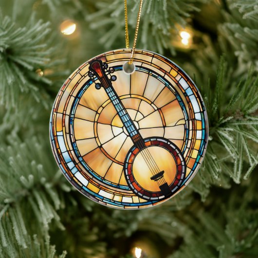 Banjo Music Keramik Ornament (Baum)