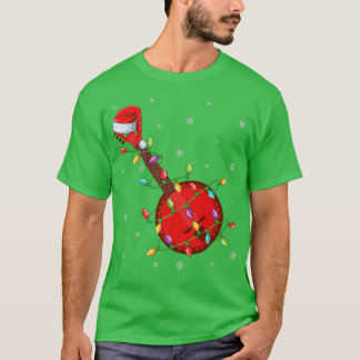 Banjo Music Lover Xmas Lights Santa Banjo Christma T-Shirt