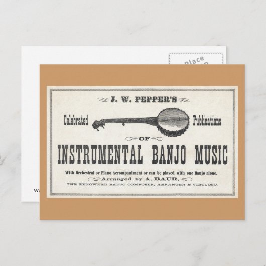 Banjo Music Postcard Postkarte (Vorne/Hinten)