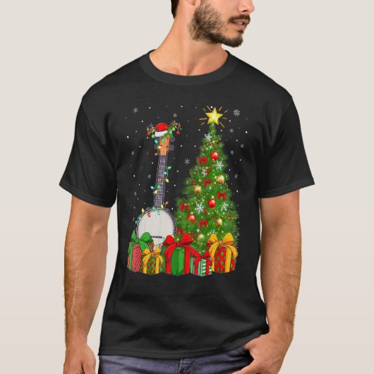 Banjo Music Xmas Holiday Santa Banjo Christmas T T-Shirt (Vorderseite)