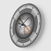 Banjo ~ Musical Scroll ~ Silver Lautsprecher ~ Große Wanduhr (Winkel)