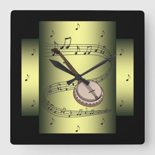 Banjo ~ Musical Swirl ~ Anmerkungen ~ * Quadratische Wanduhr (Vorderseite)