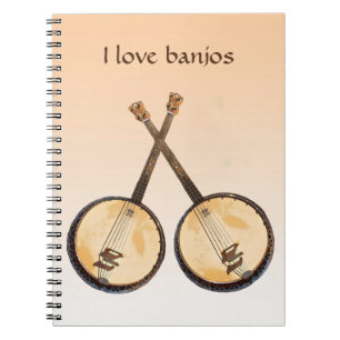 Banjo-Musik-Instrument-Orangen-Notizbuch Notizblock