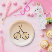 Banjo-Musik-Instrumente auf orange PapierTeller (Party)