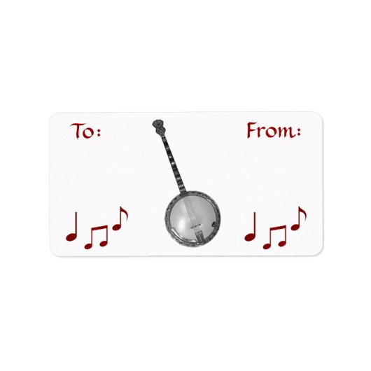 Banjo & Notes-Sticker Adressaufkleber (Vorne)