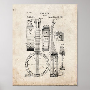Banjo Patent - Altes Aussehen Poster