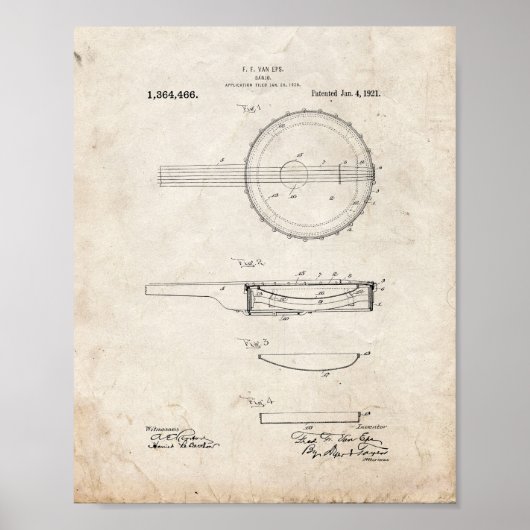 Banjo Patent - Altes Aussehen Poster (Vorne)
