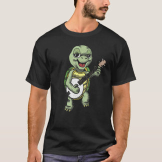 Banjo Picking Turtle Niedlich Terrapin Music Graph T-Shirt