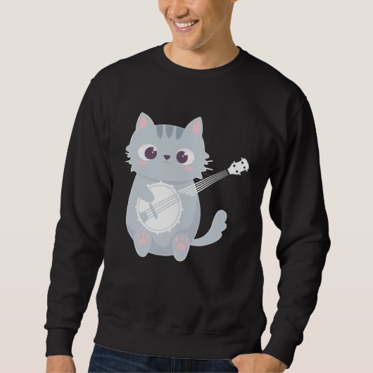 Banjo Player Cat Banjo Banjoist Banjo 1 Sweatshirt (Vorderseite)