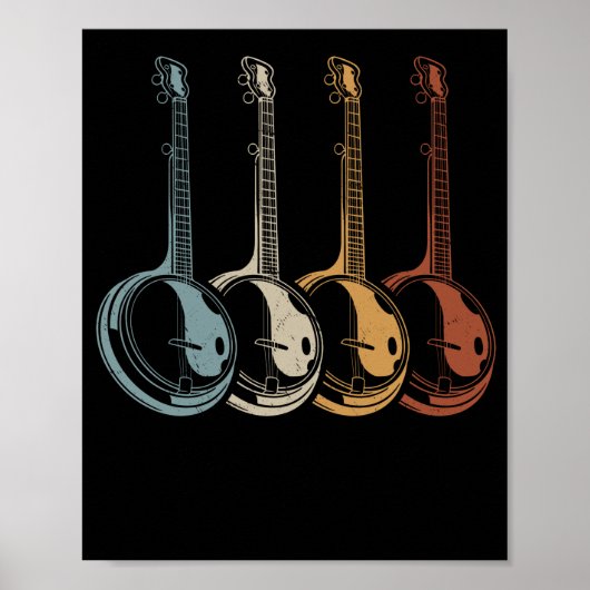 Banjo Player Folk Country Music Retro Banjos Poster (Vorne)