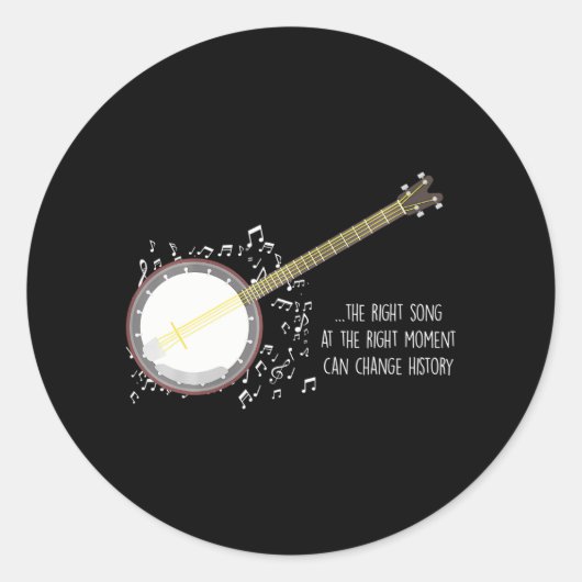 Banjo Player Musiknotens Bluegrass Stringband Runder Aufkleber (Vorderseite)