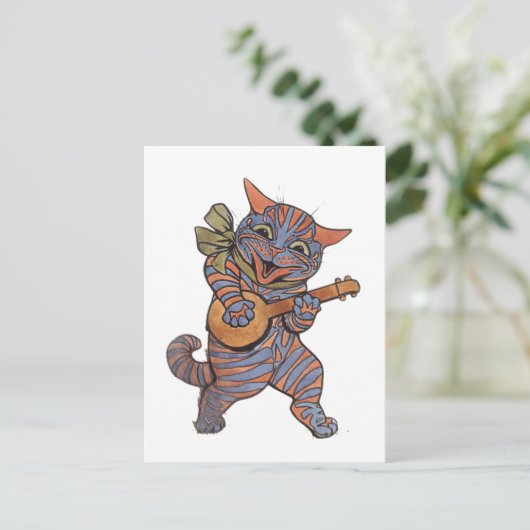 Banjo Playing Cat Postkarte (Stehend Vorderseite)