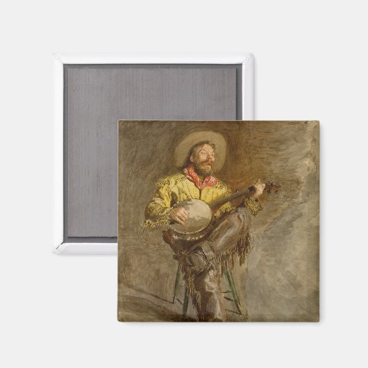 Banjo Playing Ranchero singende Cowboy in Old West Magnet (Vorderseite/Rückseite)