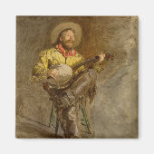 Banjo Playing Ranchero singende Cowboy in Old West Magnet (Vorne)