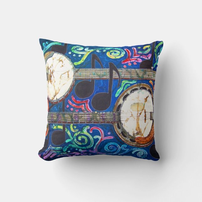 Banjo-Polyester-Wurfs-Kissen 16" x 16" Kissen (Vorderseite)