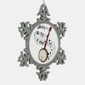 Banjo Schneeflocken Zinn-Ornament (Links)