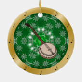 Banjo ~ Silver ~ Green ~ Gold ~ Weihnachten ~ Keramik Ornament (Hinten)