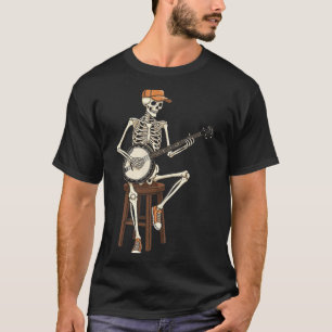 Banjo-Spieler-Skelett Halloween Lustige Männer Jun T-Shirt