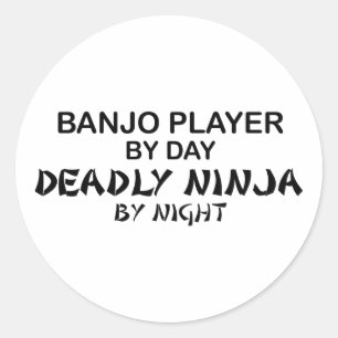 Banjo-Spieler tödliches Ninja bis zum Nacht Runder Aufkleber