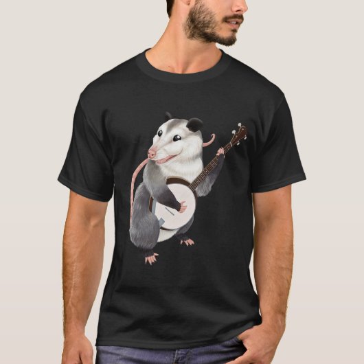Banjo spielt Popossum-Musiker T-Shirt (Vorderseite)