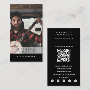 Banjo-Spielunterricht Musiker Musik Foto QR-Code Visitenkarte