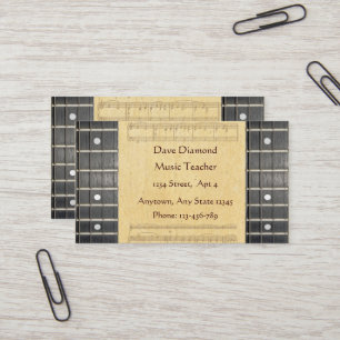 Banjo Strings Fretboard Sheet Music Business Cards Visitenkarte