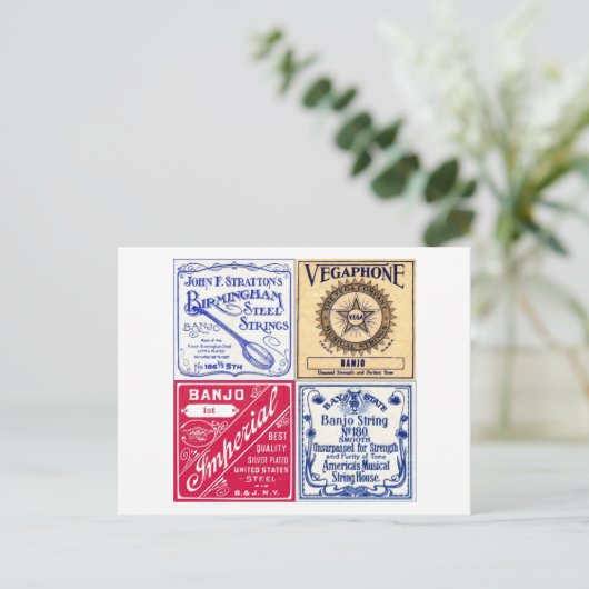 Banjo Strings Postcard Postkarte (Stehend Vorderseite)