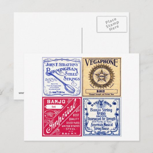 Banjo Strings Postcard Postkarte (Vorne/Hinten)