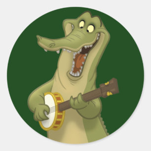 Banjo-Strummin' Alligatoraufkleber Runder Aufkleber